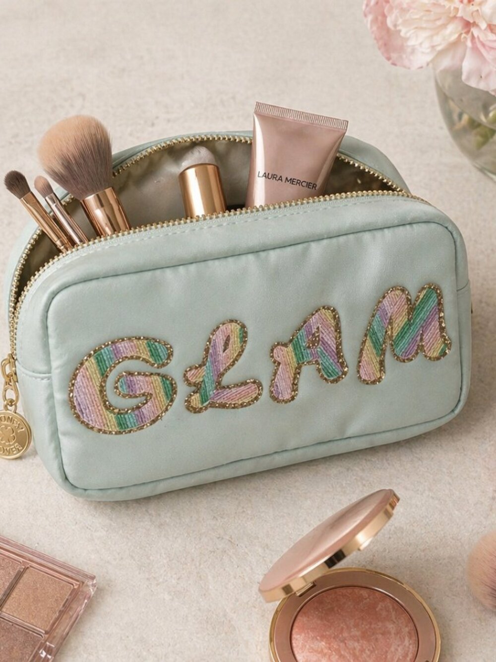 Stoney Clover Lane GLAM Patch Pouch Cosmetic Bag Travel Makeup Case